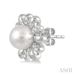 Floral Pearl & Diamond Fashion Earrings