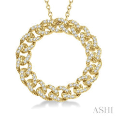 Curb & Cuban Circle Diamond Fashion Pendant