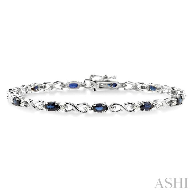 Oval Shape Gemstone & Diamond Bracelet