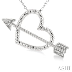 Silver Arrow & Heart Shape Diamond Fashion Pendant