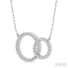 1/10 Ctw Interlocking Twin Circles Single Cut Diamond Pendant With Chain in 10K White Gold