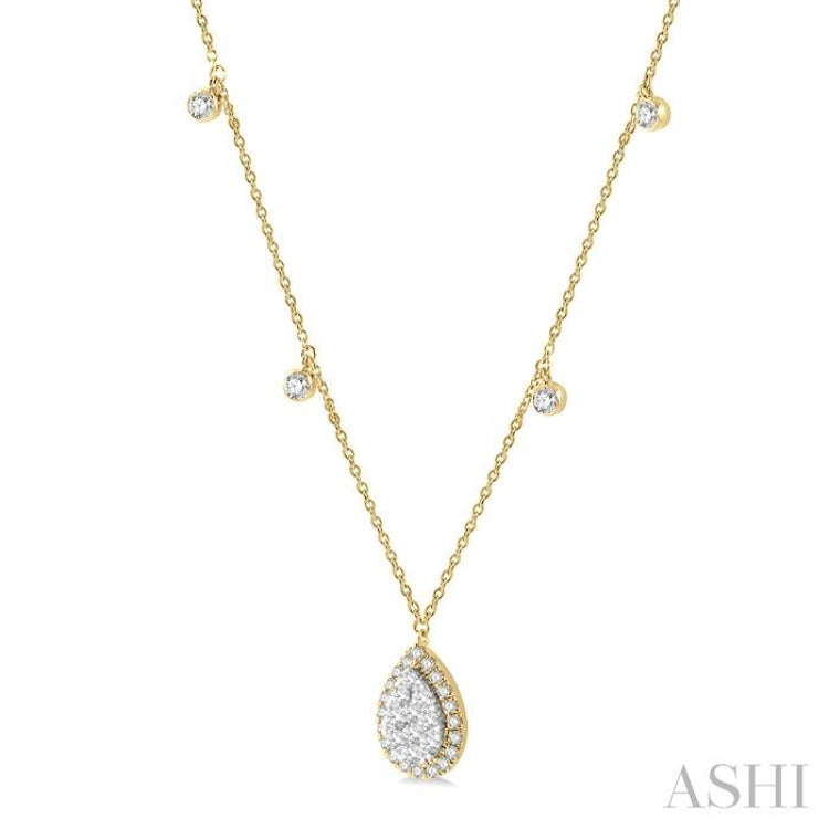 Pear Shape Halo Lovebright Diamond Necklace