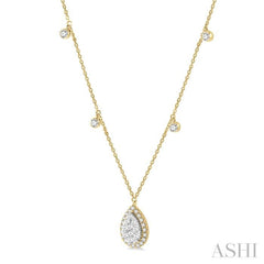 Pear Shape Halo Lovebright Diamond Necklace