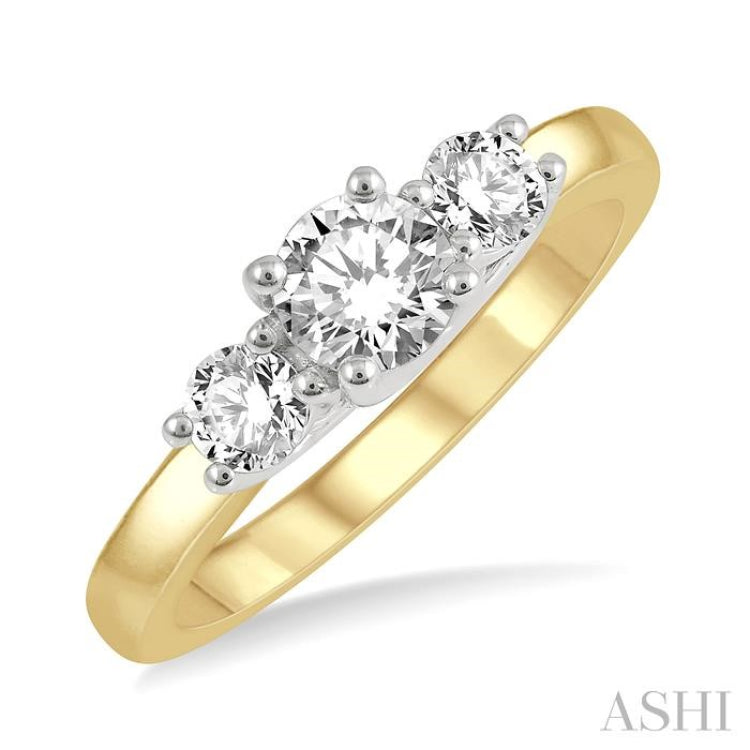 Round Shape Past Present & Future Diamond Engagement Ring