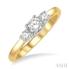 Round Shape Past Present & Future Diamond Engagement Ring