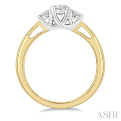 Round Shape Past Present & Future Diamond Engagement Ring