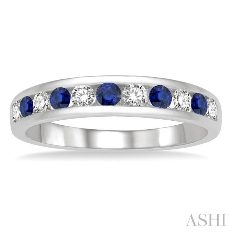 Channel Set Alternate Gemstone & Diamond Wedding Band