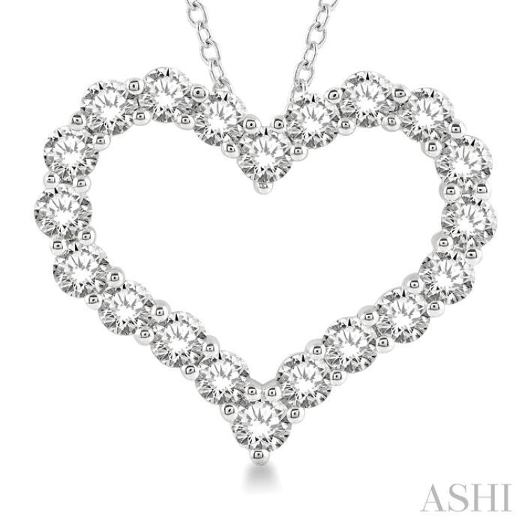 3 Ctw Heart Shape Round Cut Diamond Pendant With Chain in 14K White Gold