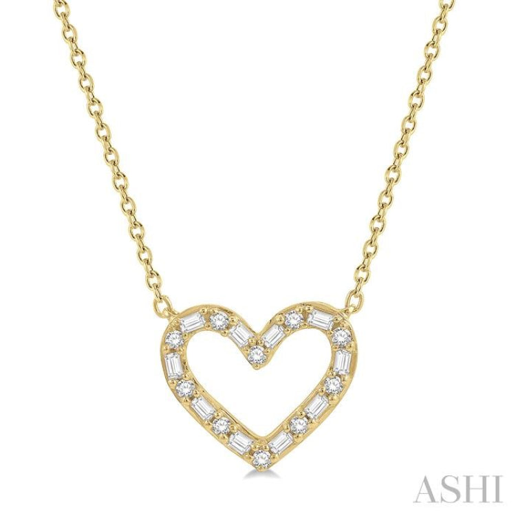 Heart Shape Baguette Diamond Necklace