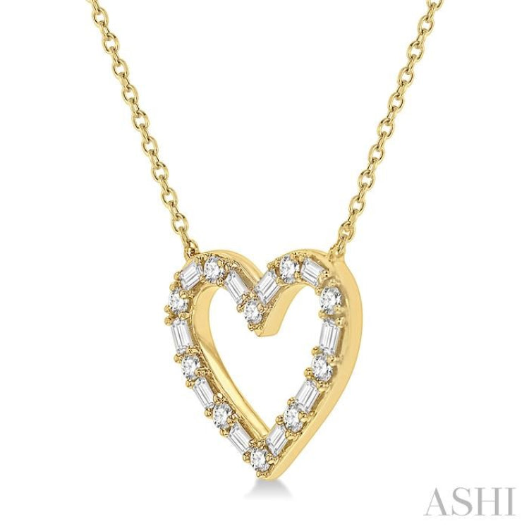 Heart Shape Baguette Diamond Necklace