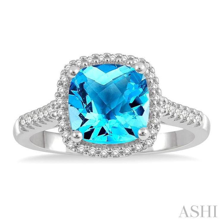 Cushion Shape Gemstone & Halo Diamond Ring