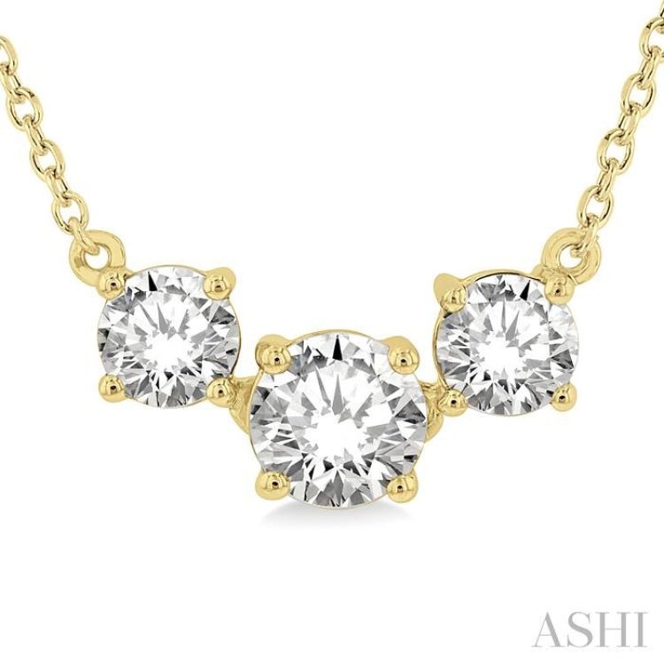 Round Shape Past Present & Future Diamond Necklace