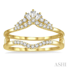 1/3 Ctw Tiara Baguette and Round Cut Diamond Insert Ring in 14K Yellow Gold