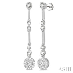 Round Shape Lovebright Diamond Long Earrings