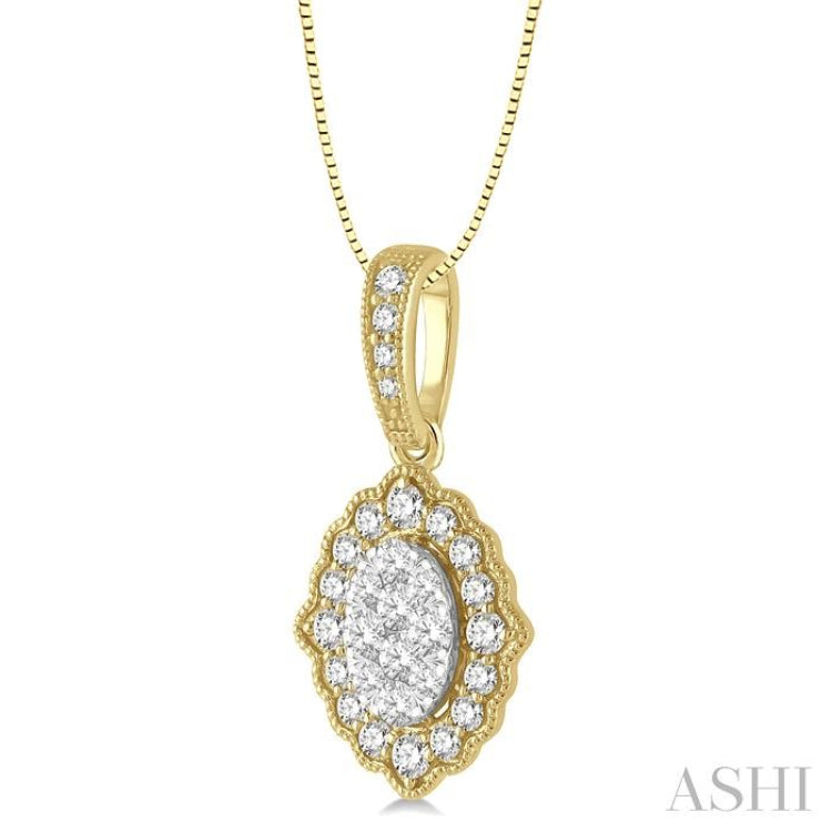 Oval Shape Halo Lovebright Diamond Pendant