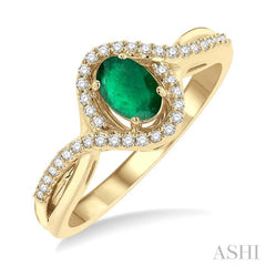 Oval Shape Gemstone & Halo Diamond Ring