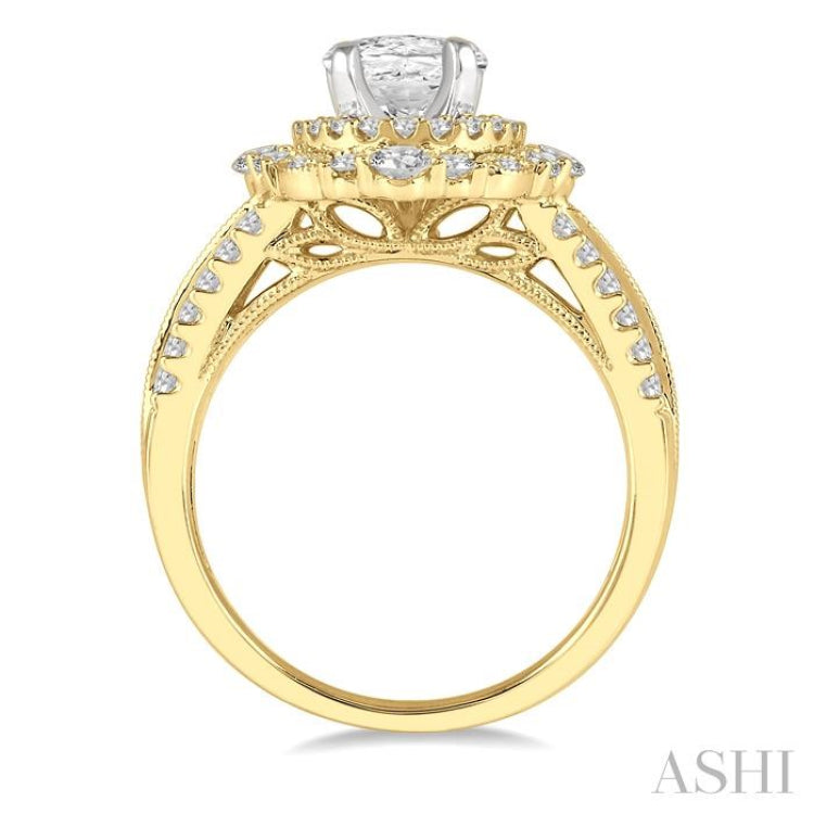 Oval Shape Semi-Mount Halo Diamond Engagement Ring