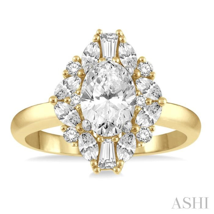 Oval Shape Semi-Mount Halo Diamond Engagement Ring