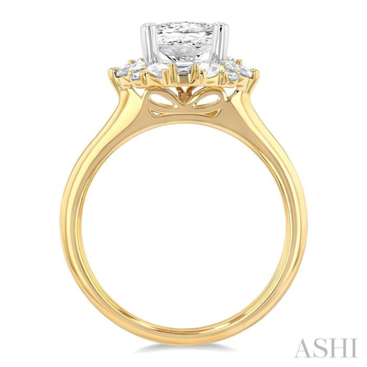 Oval Shape Semi-Mount Halo Diamond Engagement Ring