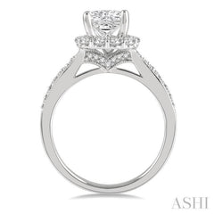 Cushion Shape Semi-Mount Halo Diamond Engagement Ring