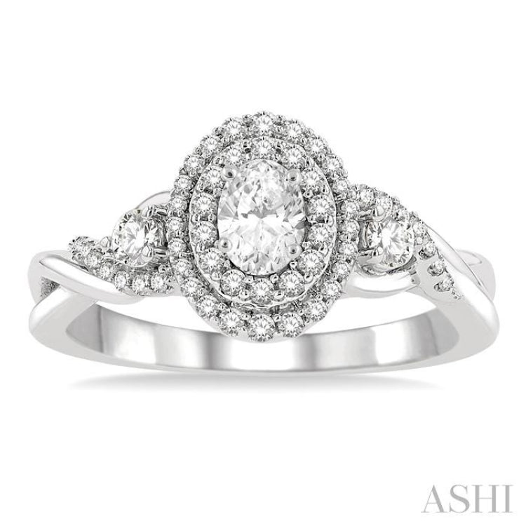 Oval Shape Halo Diamond Engagement Ring