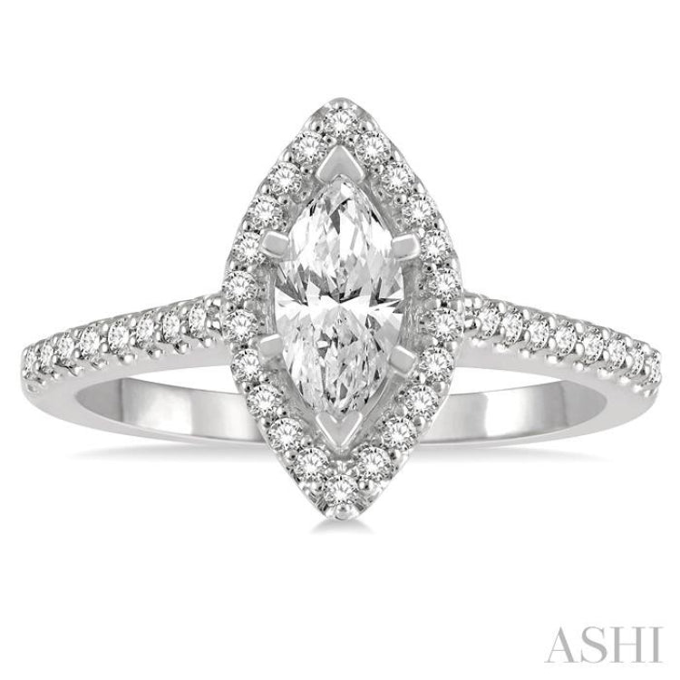 Marquise Shape Halo Diamond Engagement Ring