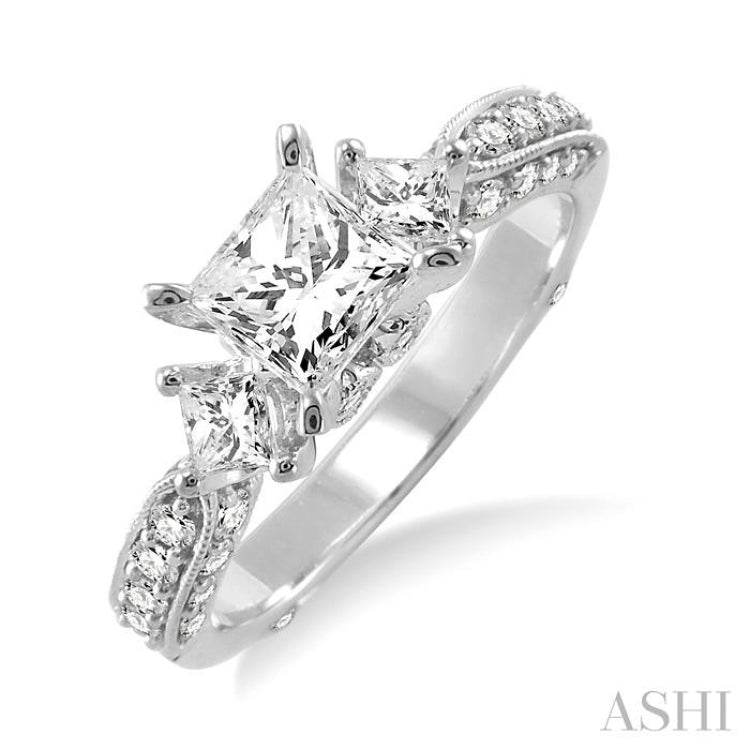 Princess Shape Past Present & Future Diamond Engagement Ring