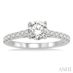 Round Shape Semi-Mount Diamond Engagement Ring