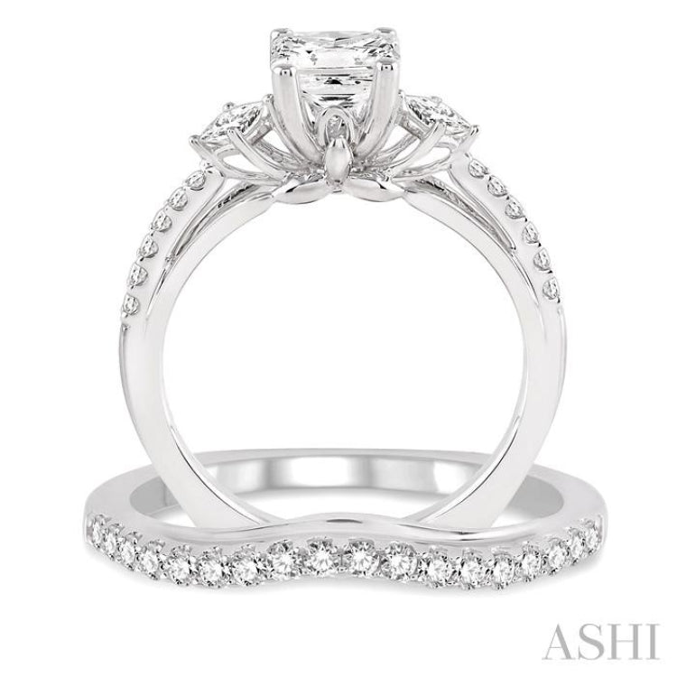 Princess Shape Past Present & Future Diamond Wedding Set