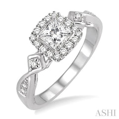 Princess Shape Halo Diamond Engagement Ring