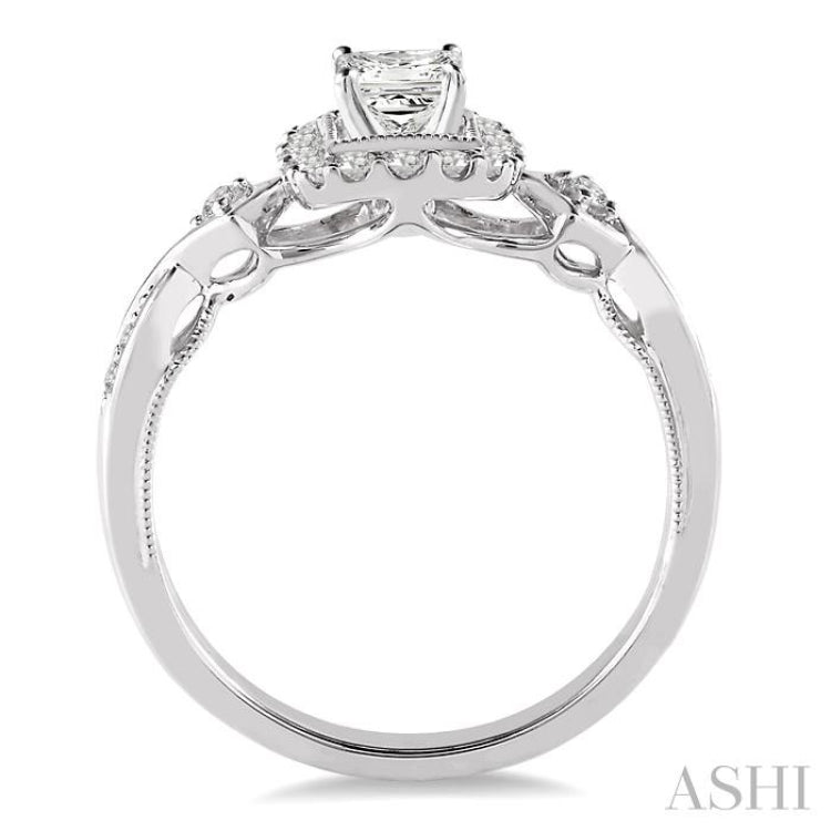 Princess Shape Halo Diamond Engagement Ring