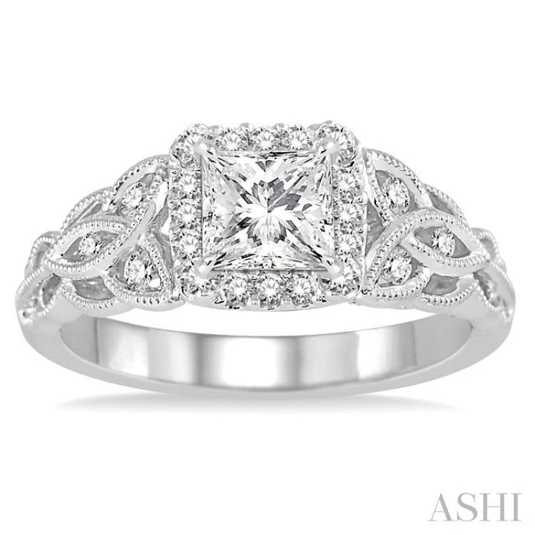 Princess Shape Halo Diamond Engagement Ring