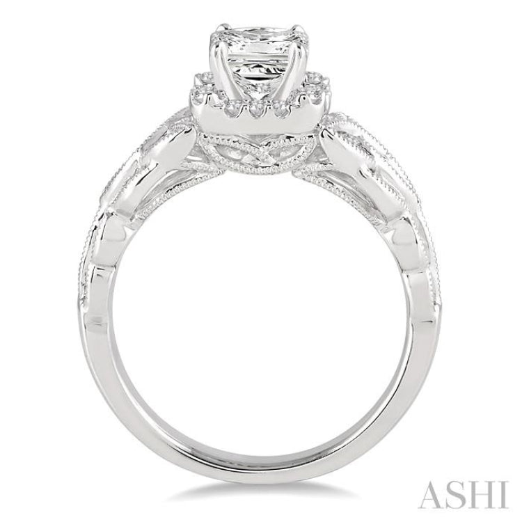 Princess Shape Halo Diamond Engagement Ring