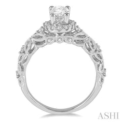 Oval Shape Semi-Mount Halo Diamond Engagement Ring