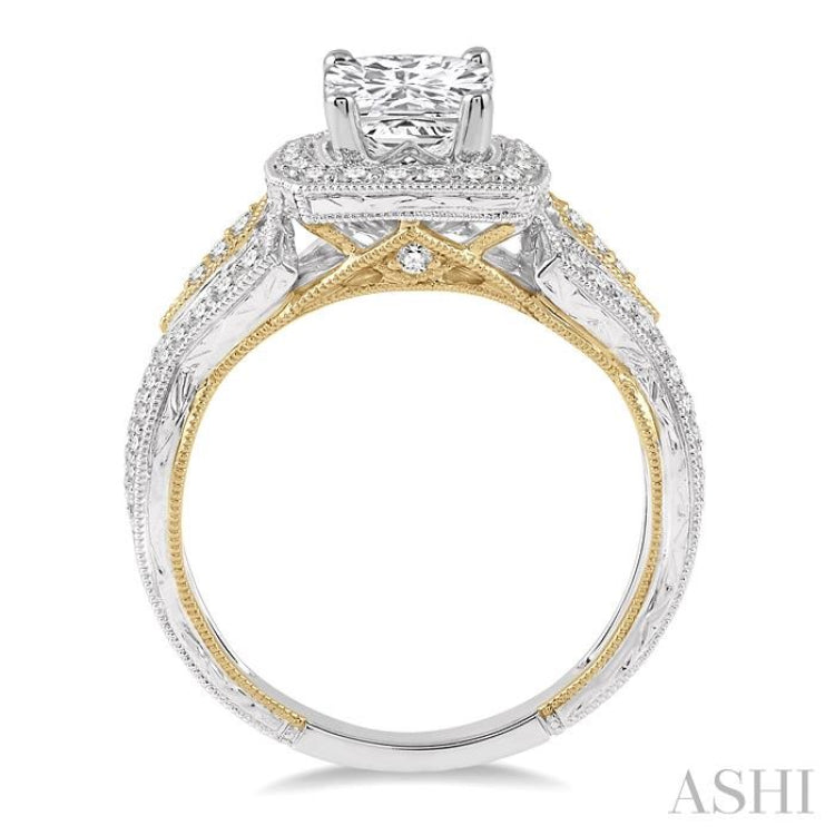 Princess Shape Halo Diamond Engagement Ring