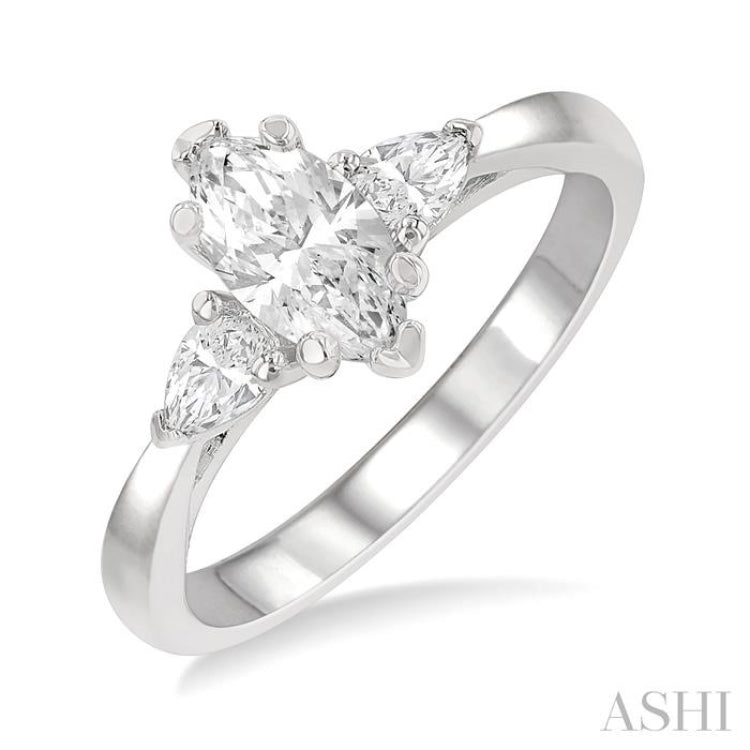 Marquise Shape Semi-Mount Diamond Engagement Ring