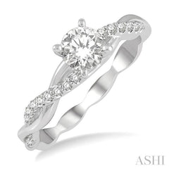 Round Shape Semi-Mount Diamond Engagement Ring