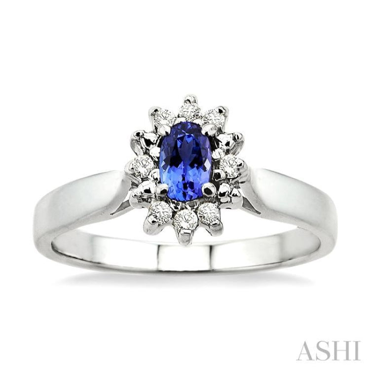 Oval Shape Gemstone & Halo Diamond Ring