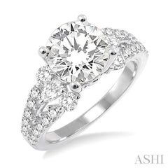 Round Shape Semi-Mount Diamond Engagement Ring