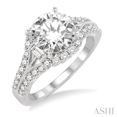 Round Shape Semi-Mount Diamond Engagement Ring