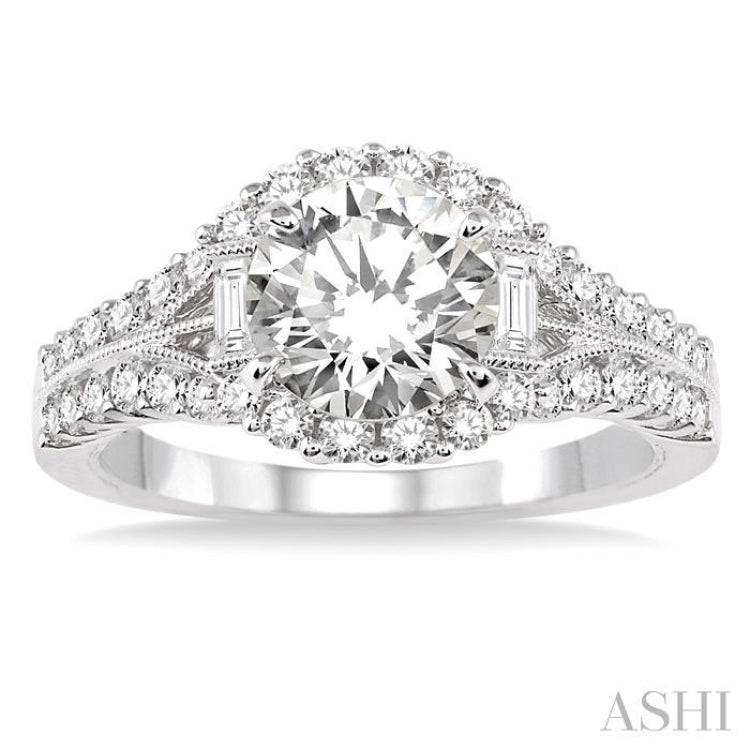 Round Shape Semi-Mount Diamond Engagement Ring