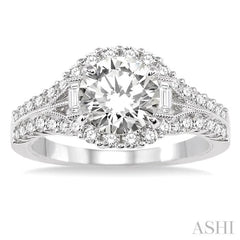 Round Shape Semi-Mount Diamond Engagement Ring