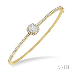 Stackable Cushion Shape Halo Lovebright Essential Diamond Bangle