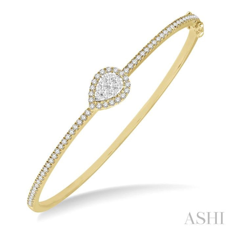 Stackable Pear Shape Halo Lovebright Essential Diamond Bangle