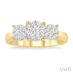 Round Shape Past Present & Future Lovebright Essential Diamond Engagement Ring