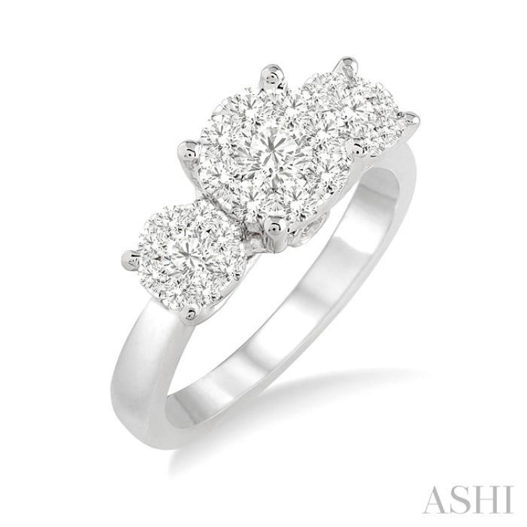 Round Shape Past Present & Future Lovebright Essential Diamond Engagement Ring