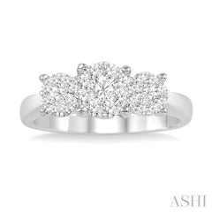 Round Shape Past Present & Future Lovebright Essential Diamond Engagement Ring