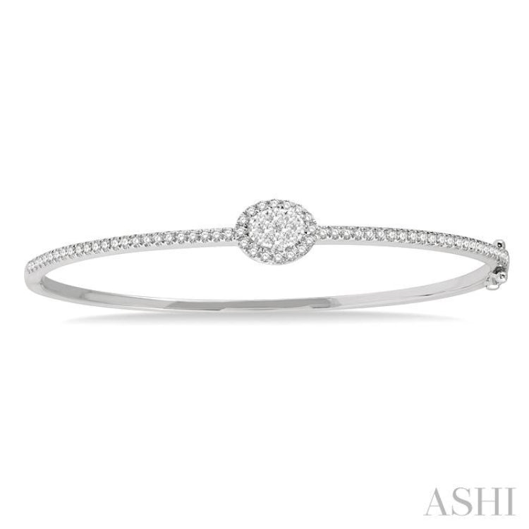 Stackable Oval Shape Halo Lovebright Essential Diamond Bangle