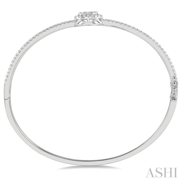 Stackable Oval Shape Halo Lovebright Essential Diamond Bangle