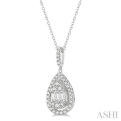 Pear Shape Halo Fusion Diamond Pendant